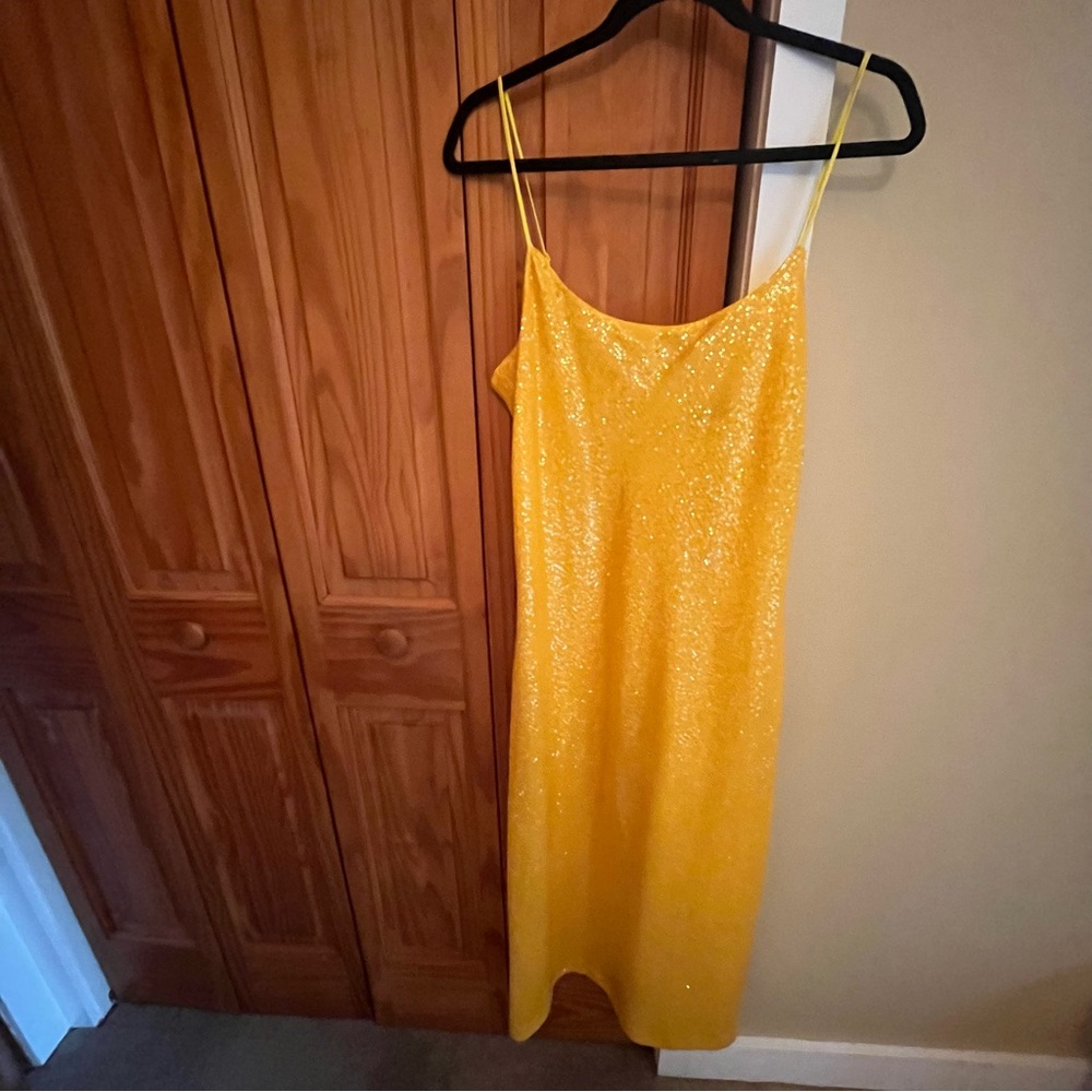 J Crew Yellow Sequin Midi Dress NWT
